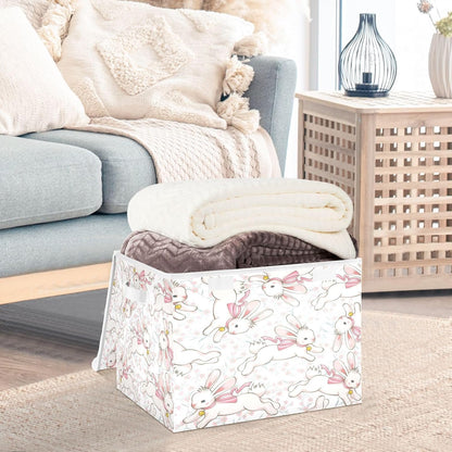 susiyo Cute Running Bunny fabric storage baskets with lids,Collapsible Storage Boxes,Foldable storage boxes with handles for Home,Office,Closet Organization