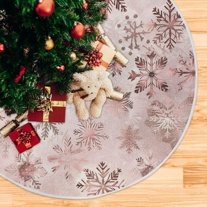 Christmas Tree Skirt, 48 Inch Seamless Pattern Rose Gold Snowflakes Xmas Tree Skirt for Christmas New Year Party Decorations Christmas Tree Mat