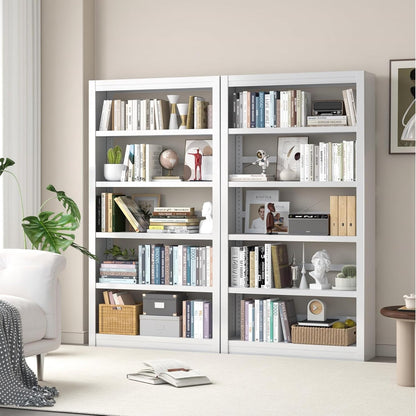 Metal Bookshelf Adjustable - 61" Tall White Bookcase, 5 Tier Book Shelf, Tooless Assembly Book Case, Modern Bookshelves and Bookcases for Home Office, Living Room, Bedroom, Study, Library