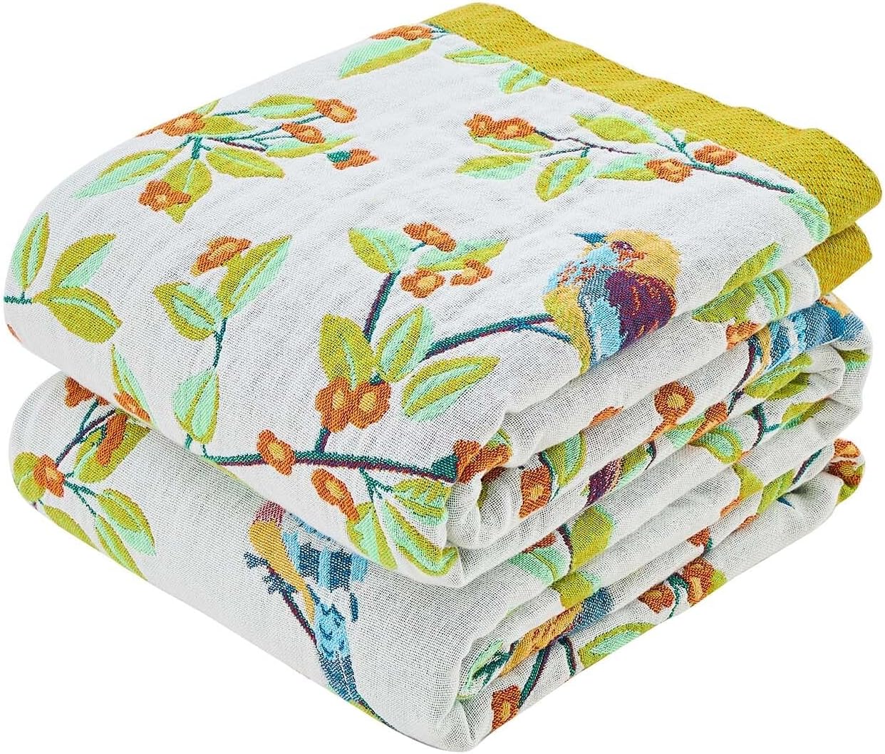 Boho Throw Blanket for Bed, 100% Cotton Soft Rustic Quilt Fall Blanket, 80"x90" Floral Printed Farmhouse Decor Bed Blankets, All Season Rustic Reversible Bohemian Throw Quilt