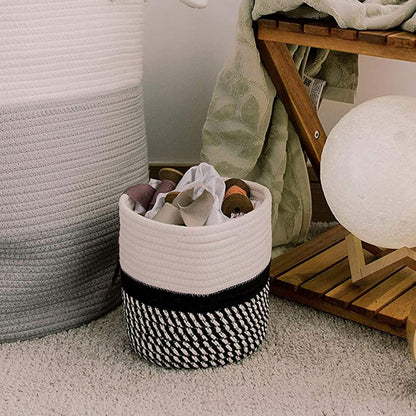 Cotton Rope Plant Basket Modern Woven Basket for 10" Flower Pot Floor Indoor Planters,Storage Organizer Toys Rustic Home Decor,Beige 11"x 11"