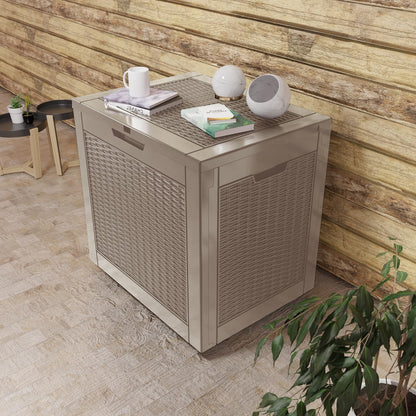 31 Gallon Outdoor Storage Box – Waterproof Deck Box for Garden & Patio,Light Brown