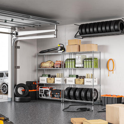 IZEUK 1400 LBS Garage Chrome Shelving Wide Storage Shelves 4 Tier Adjustable Heavy Duty Metal Wire Rack Standing Shelf Unit for Kitchen Office College Dorm Garage Warehouse 15.8" x 45.8"x 59.4"