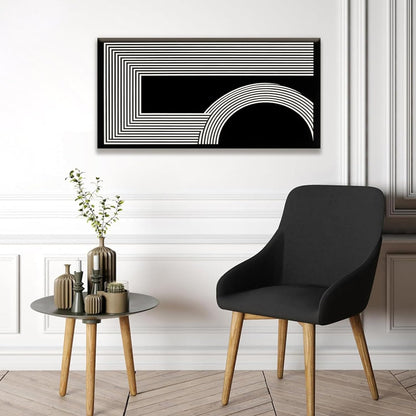Abstract Wall Art Modern Canvas Art Wall Decor Minimalist Wall Art Geometric Line Canvas Artwork Print Paintings Black And White Wall Art Modern Picture For Bedroom Art Office Home Wall Decor 20"X 40"