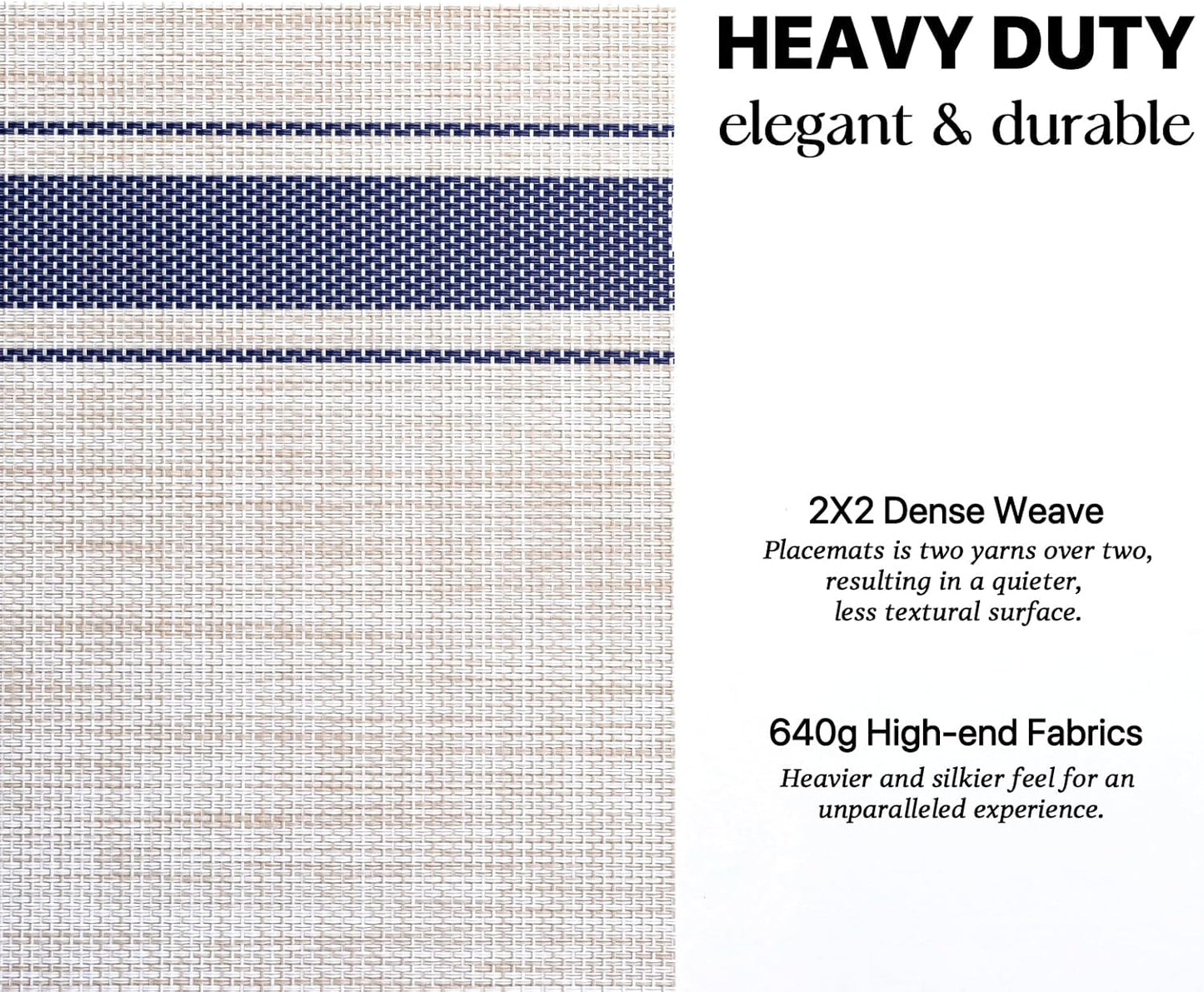 LEXMORE Placemats Set of 4 Vinyl/Plastic Woven Place Mats for Kitchen Table Indoor/Outdoor Washable Placemat Wipeable Dining Table Mats(Blue Skyline)