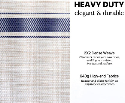 LEXMORE Placemats Set of 6 Vinyl/Plastic Woven Place Mats for Kitchen Table Indoor/Outdoor Washable Placemat Wipeable Dining Table Mats(Blue Skyline)