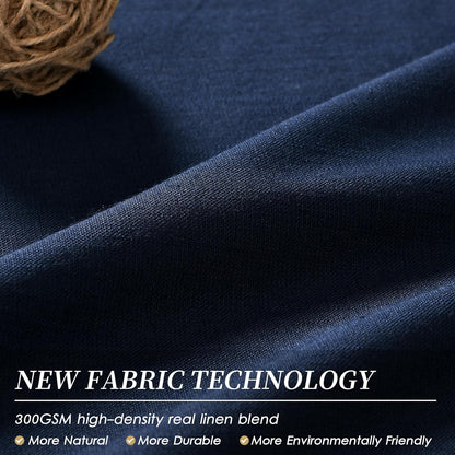 BOODII Navy Blue Linen 100% Blackout Curtains for Bedroom 102 Inch Long 2 Panels Window Curtain Floor to Ceiling Length for Living Room Sliding Glass Door Back Tab Room Darkening Drapes 52x102