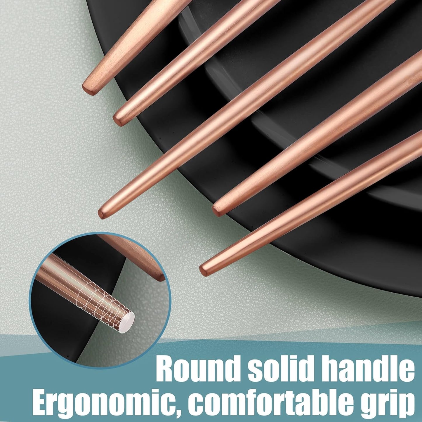 Matte Rose Gold Silverware Set for 4,Modern Stainless Steel Brushed Cutlery Set,20-Pieces Heavy Duty Flatware Set,Knives Spoons and Forks Set Utensils Set, Satin Finish, Dishwasher Safe