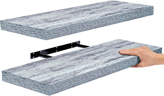 Sorbus Floating Shelves - 2 Pack 24 X 9 Inch Rustic Blue Wall Shelves for Bedroom, Kitchen, Living Room, Bathroom Shelves, Home Decor - Extra Long Floating Shelf for Trophy, Books Frames, Toilet Paper