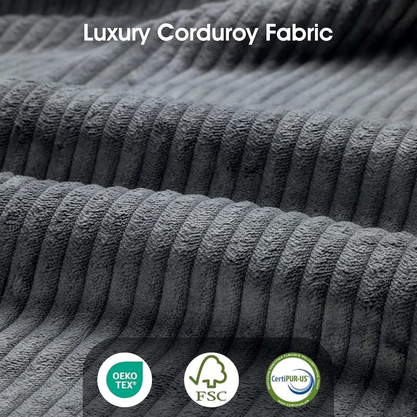 LLappuil Modular Sectional Sofa with Storage Seats, Corduroy Convertible Modular U Shaped Sectional Couch for Living Room, 9 Seat Oversized Sofa with 9 Back Cushion 9 Throw Pillow, Grey