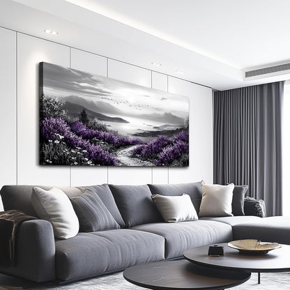 KELIYUAN Large Purple Grass Wall Art Home Decor Bedroom Office Black And White Landscape Modern Printed Canvas Wall Decor Natural Scenery Living Room Decoration Can Be Hung Directly 30x60 Inches
