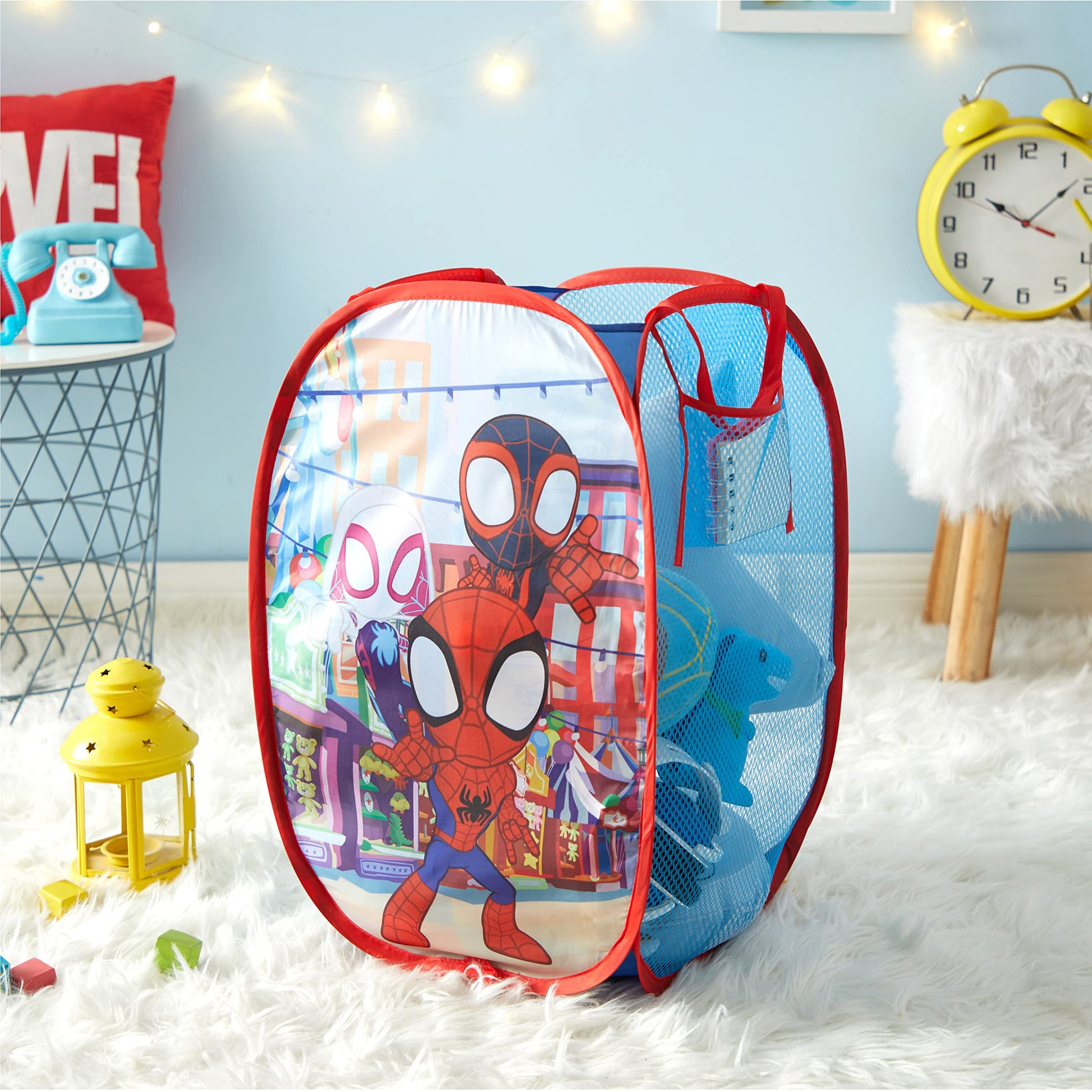 Disney Jr. Spidey and His Amazing Friends Pop Up Storage and Laundry Hamper, 21" H x 13.5" W X