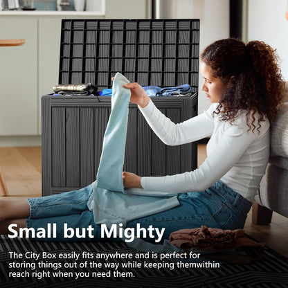 Vixzen 46 Gallon Resin Deck Box, Lockable Outdoor Storage Box for Patio Cushions Storage Furniture,Garden Tools, Pool Supplies, Weatherproof and UV Resistant,Black