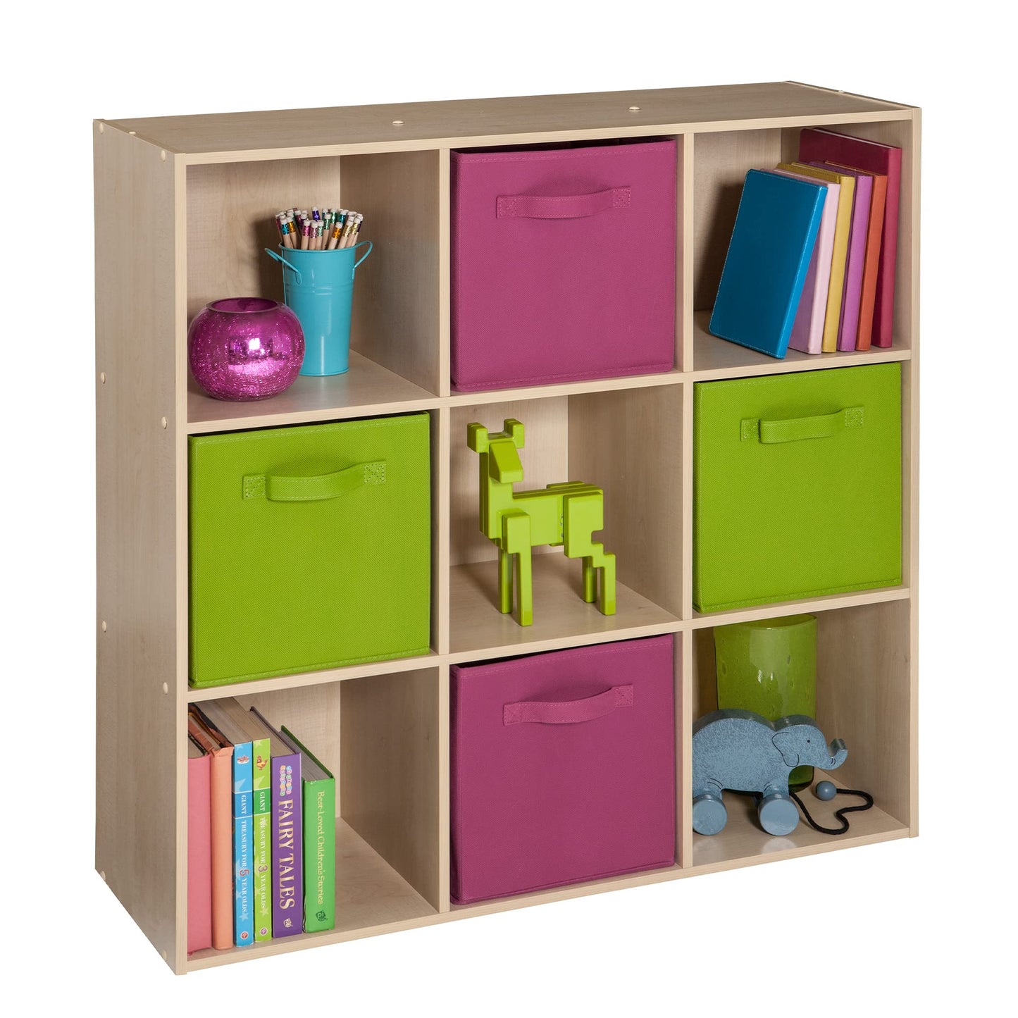 ClosetMaid Cubeicals 9 Cube Storage Shelf Organizer Bookshelf, Square Shape, Easy Assembly - Birch