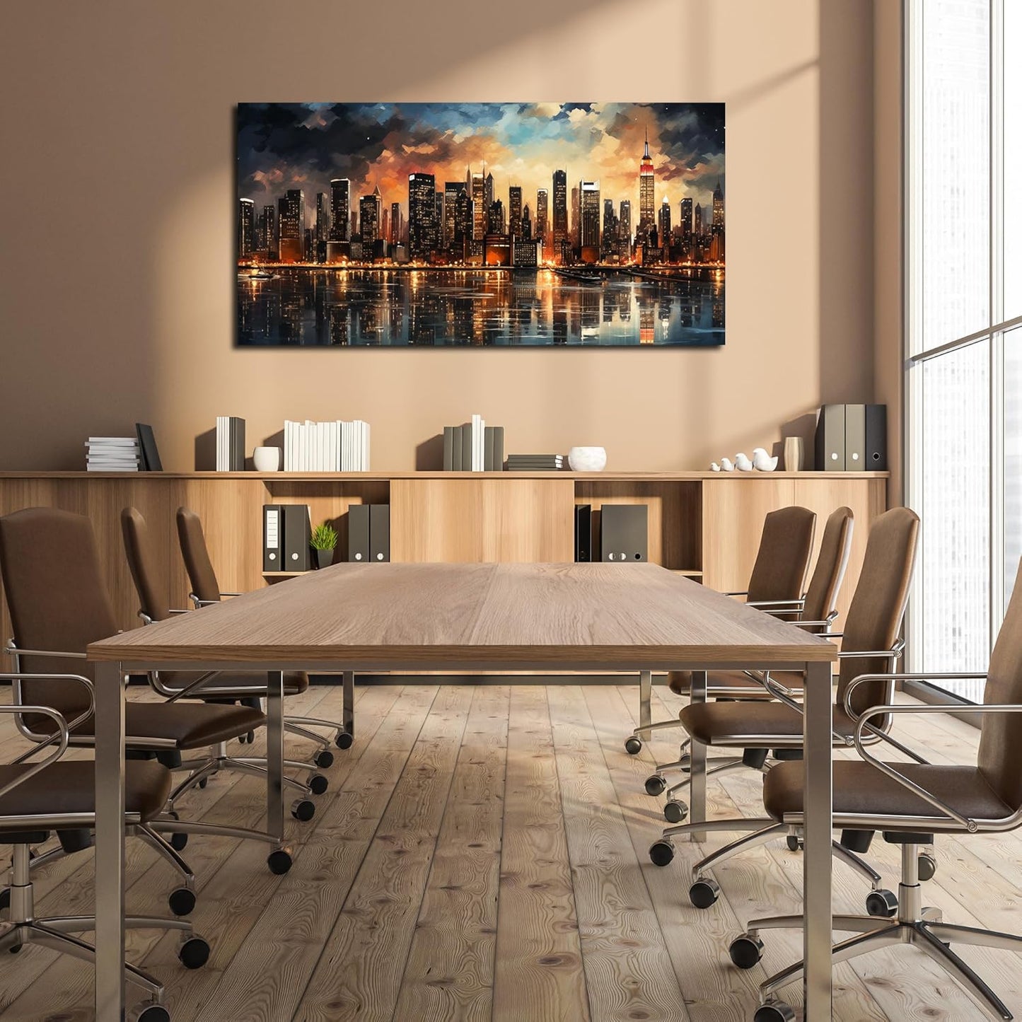 New York Skyline Wall Art for Living Room Modern Canvas Wall Art for Bedroom Above Bed Large Art Work for Office Walls 24 x 48 Inch