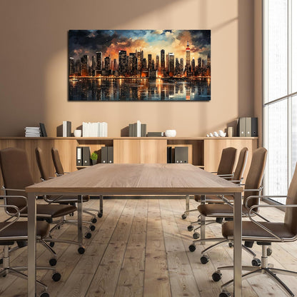 New York Skyline Wall Art for Living Room Modern Canvas Wall Art for Bedroom Above Bed Large Art Work for Office Walls 24 x 48 Inch