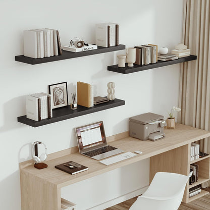Single Floating Shelves 48 Inches, 48 x 10 inch Deep x 1.8 in Thick, Long Wall Shelves Heavy Duty 80 lbs for Bedroom, Living Room, Kitchen, Office, Modern Shelf Book Home Decor, Black
