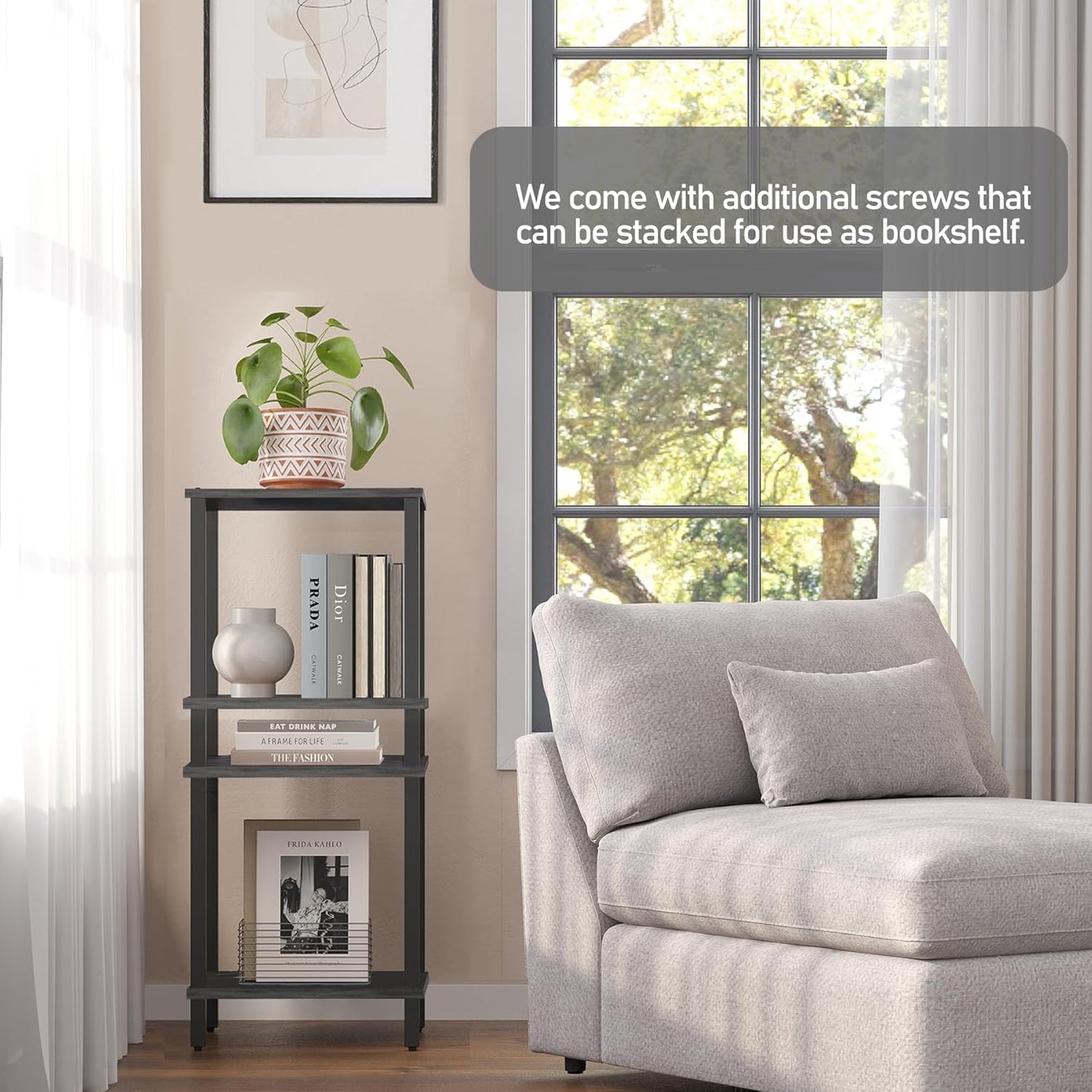 TUTOTAK End Table with Charging Station, Small Side Table with Outlets, Nightstand Bedside Table, 2-Tier Storage Shelf for Small Space, Living Room, Bedroom, Charcoal Grey TB01BY040