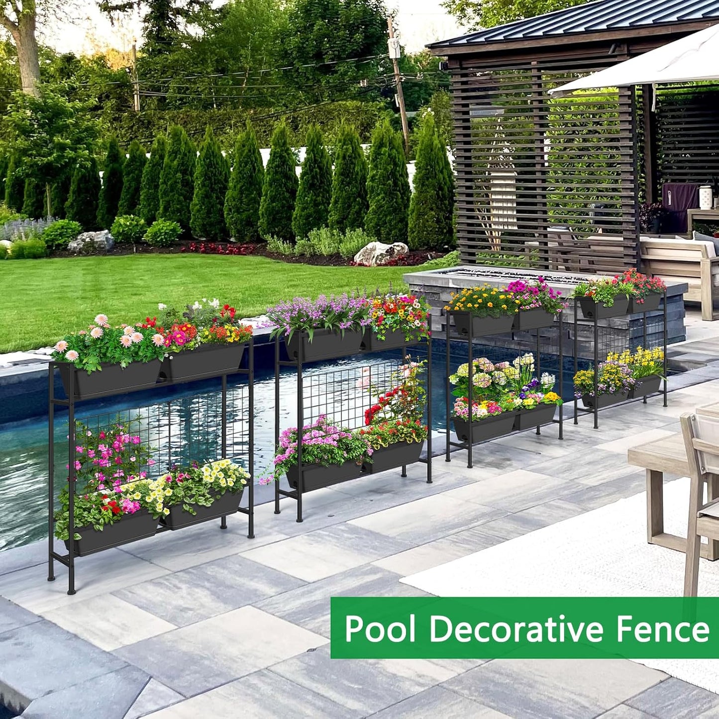 Raised Garden Beds with Legs Elevated Garden Planter Boxes with Trellis Raised Flower Boxes Patio Balcony Herb Garden Planter Beds Outdoor for Flowers Vegetables, Gray