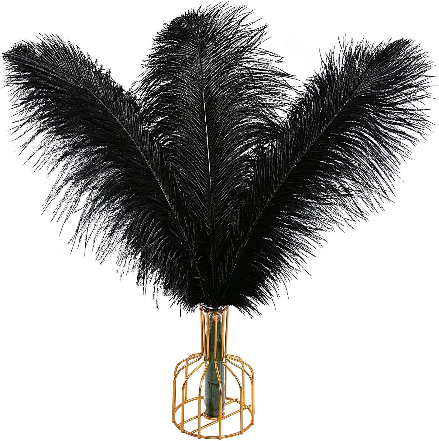THARAHT Black Ostrich Feathers 12pcs Large Natural Bulk 12-14Inch 30cm-35cm for Wedding Party Centerpieces Halloween and Home Decoration Feathers