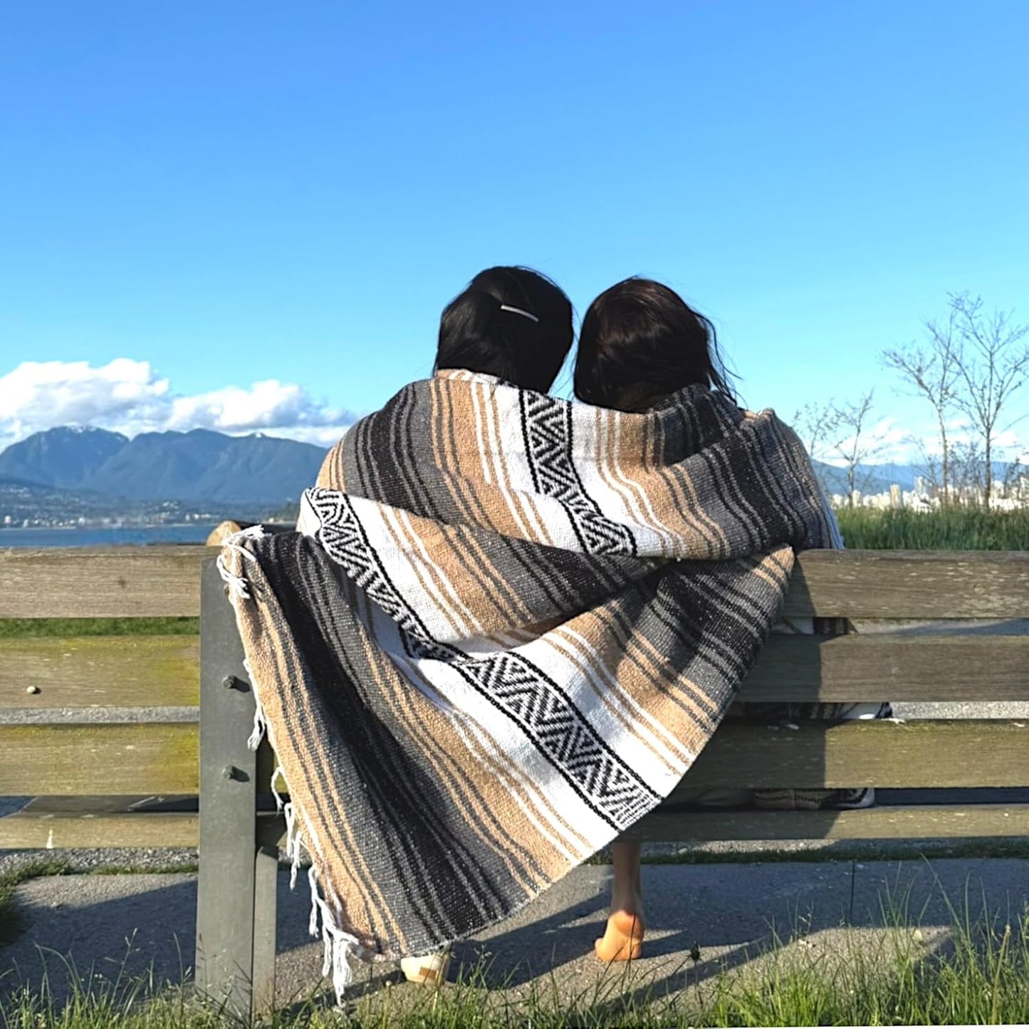 Traditional Handwoven Mexican Blanket, Large Falsa Serape - Soft & Durable - Vibrant Beach, Picnic, Yoga & Camping Mat - Lightweight Boho Throw 70"x50" (Haze)