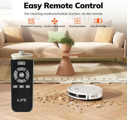 ILIFE V2 Robot Vacuum Cleaner, Tangle-Free Suction, 120 Mins Runtime, Slim, Self-Charging Robotic Vacuum Cleaner, Ideal for Pet Hair and Hard Floors