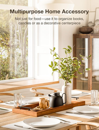 Acacia 30 Inch Large Charcuterie Board with Cheese Knife Set of 4 – Acacia Wood Serving Tray With Handles, Long Charcuterie Board, Large Charcuterie Boards for Party, Wooden Cheese Board