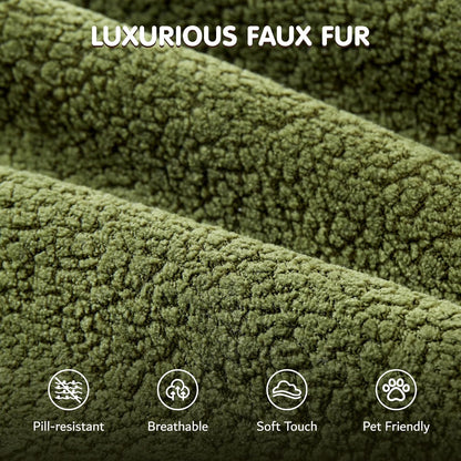ovios 58" Oversized Round Chair Lounge Chaise Indoor, No Assembly Required, Cloud Large Circle Chair with Plush Fuax Fur, Fluffy Modern Sleeper Sofa Bed for Reading Yoga, Green (Cloud Velvet)
