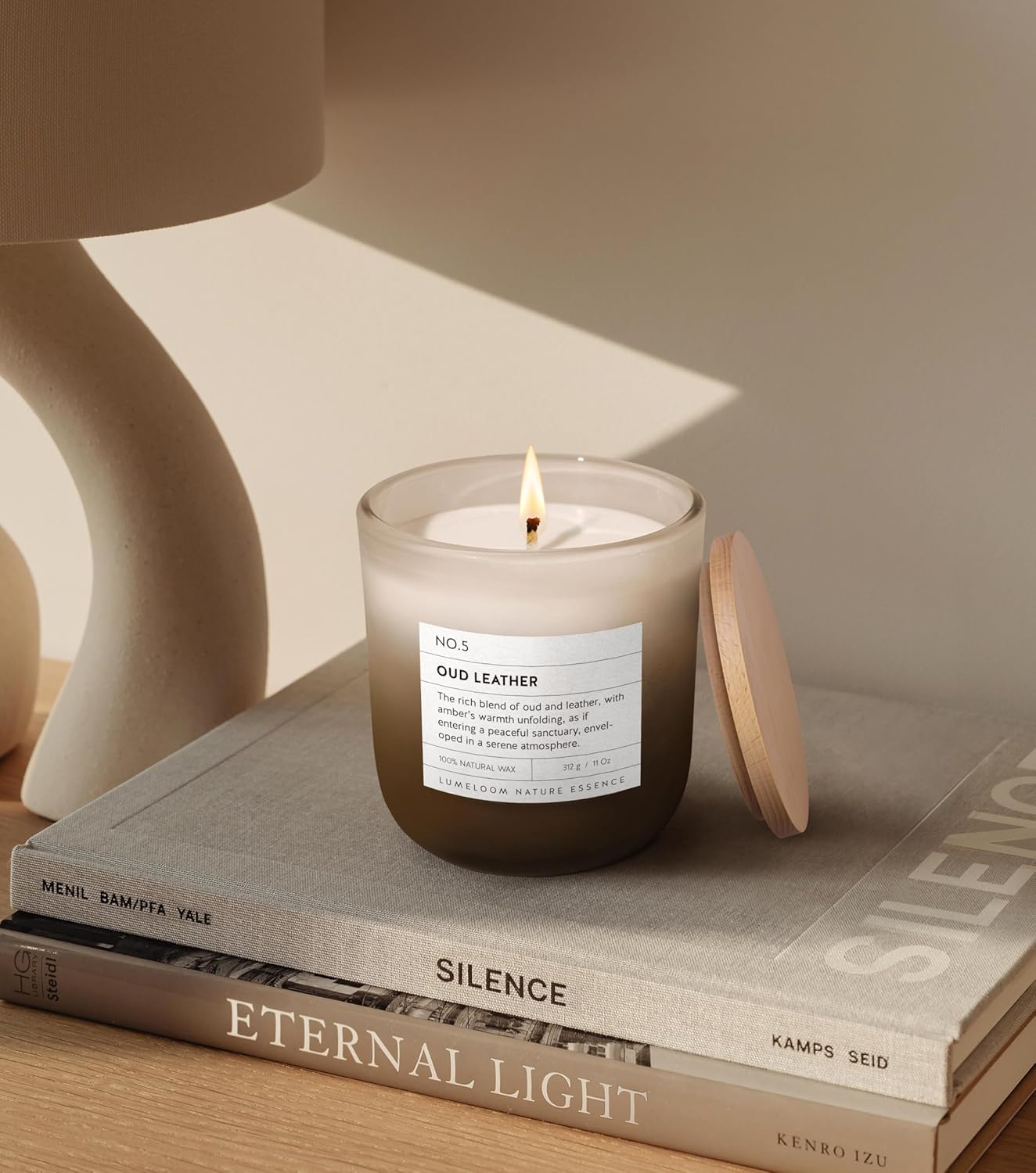 Oud & Leather Scented Candle, 11oz Aromatherapy Soy Wax Candles for Home Scented, Long Lasting, Oud Leather Scent for Home, Gifts for Men, Women, Friends, Teacher, Relaxation & Stress Relief