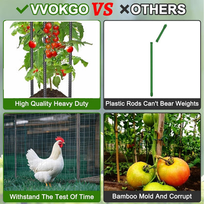 VVOKGO Rebar Stakes 24 Inch Ground Straight Concrete Form Stakes Heavy Duty (16pcs), 3/8" Diameter Metal Steel Spikes Anchors with Chisel Point End for Plant Support, Garden Border,Landscape Edging