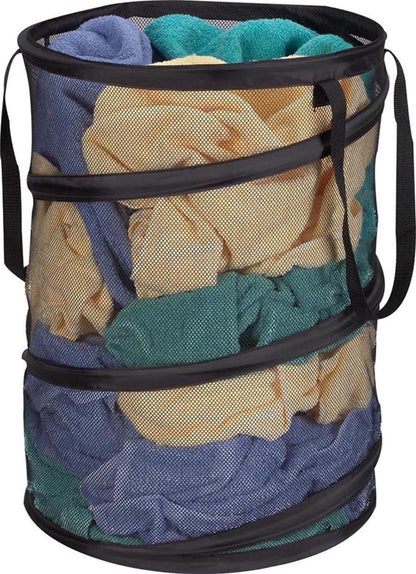 Household Essentials 2026 Pop-Up Collapsible Mesh Laundry Hamper | Black, 25" H