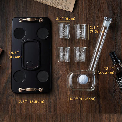 Golf Whiskey Decanter Set with 4 Golf Ball Shot Glasses, Unique Golf Gifts for Men Women, 750ml Golf Themed Liquor Dispenser, Golf Club Drink Dispenser for Bourbon, Scotch, Vodka, Tequila