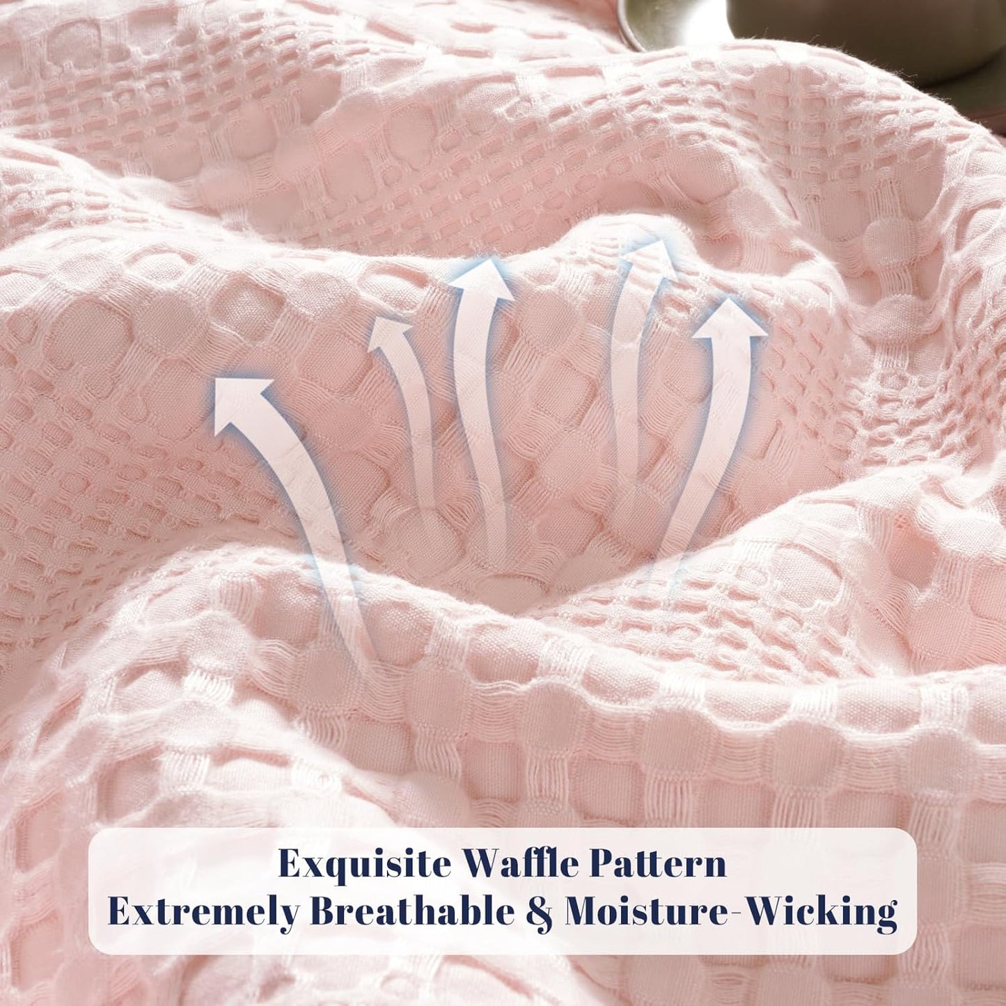 PHF Cooling Waffle Blanket Twin Size, Lightweight 60% Rayon Derived from Bamboo & 40% Cotton Breathable Blanket for Hot Sleepers, Soft and Luxury for Bed Couch and Sofa, 66"x90", Pink