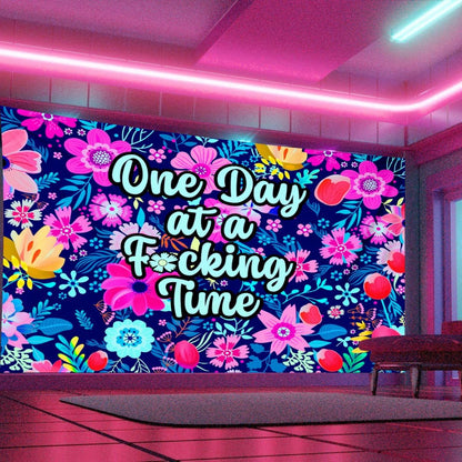 ADDWel Blacklight Floral Tapestry, Hippie Flower Tapestry Glow In The Dark, UV Reactive Black Light Upright Posters Wall Hanging for Bedroom Dorm Living Room Backdrop Decor