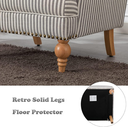 chairus Linen Accent Chair for Living Room Upholstered Mid Century Modern Single Sofa Chair with Solid Wood Legs Comfy Reading Chair Armchair for Bedroom/Office Room/Recption/Lounge, Black Stripe