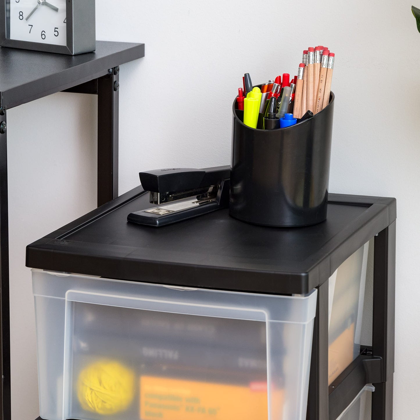 IRIS USA 3-Drawer Slim Narrow Storage Organizer, 2-Pack, Black/Clear