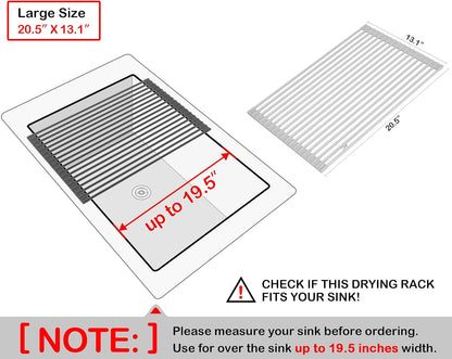 Surpahs Over Sink Foldable Multipurpose Roll-Up Dish Drying Rack, Silicone Wrapped Stainless Steel, Warm Gray, 20.5" x 13.1"