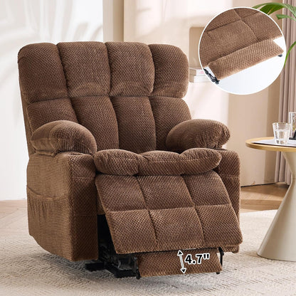 Dual Motor Power Lift Recliner Chair for Elderly,Electric Lift Chair with Adjustable Headrest, Heat and Massage,Lay Flat Recliner with Cup Holders,USB Ports,Type C,Zero Gravity, Brown
