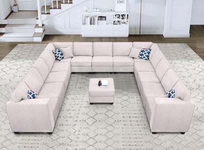 L Lengend Vansen Modular Sectional Sofa U Shaped Couch with Ottoman Modern Reversible Corner Sectional Couch for Living Room (Light Grey, U Shaped Sofa-6)
