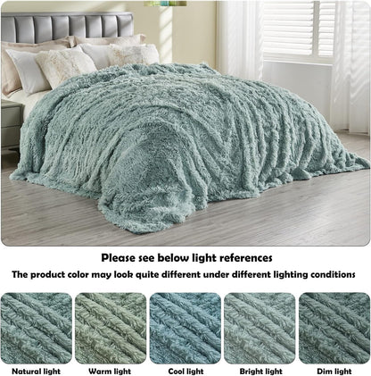 GONAAP Fuzzy Faux Fur Throw Blanket Ice Blue Super Soft Cozy Plush Fuzzy Shaggy Blanket for Couch Sofa Bed (Ice Blue, Throw(50"x60"))