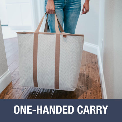 CleverMade Collapsible Laundry Caddy LUXE, 64L Pop-Up Hamper, 2 Pack, Navy