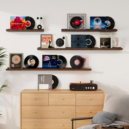 Floating Picture Ledge Shelves 72 Inch Solid Oak Wood Set of 2, Rustic Wall Storage Shelves with Lip, Kids Bookshelf, Photo & Picture Ledge Shelves for Bedroom, Living Room, Kitchen