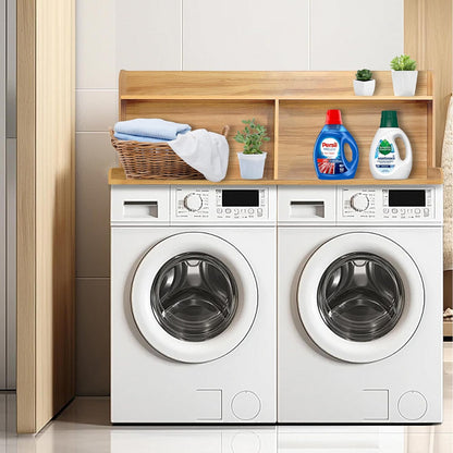 Royxen 2-Tier Washer Dryer Countertop,19.5" H Wood Washer Dryer Topper with Storage Shelf,Laundry Countertop Over Washer and Dryer, Universal Fit for Laundry Room Organization (Oak, 54" W X 27.5" D)