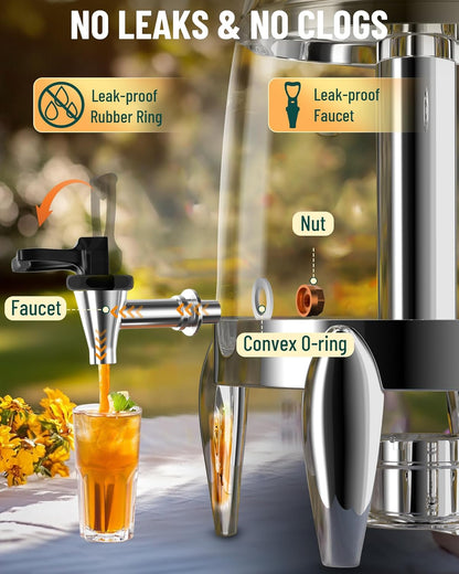 WantJoin Beverage Dispenser With Stand - 3.2 Gallon Drink Dispenser With Ice Core & Fuel Holder, Leakproof Spigot, Visible Container, Drink Dispenser For Cold & Hot Drink Parties Gathering Cafeteria