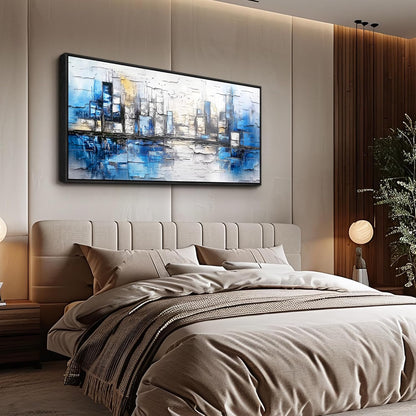 ZUITINGHUA Large Black Framed Wall Decor For Living Room Canvas Wall Art For Office Modern Wall Decorations For Bedroom Blue Landscape Paintings Abstraction Pictures Artwork Home Decor 24x48 In