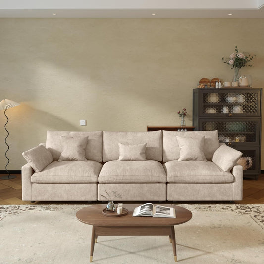 JACH Sectional Couches for Living Room, 3 Seater Cloud Sectional Couch with Deep Seat, Down Filled
