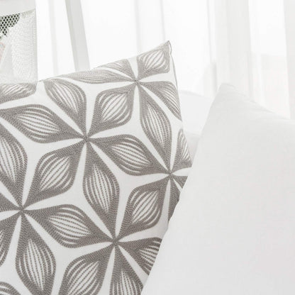 HWY 50 Grey Gray Decorative Throw Pillow Covers 18x18 Inch (1 Piece), Embroidered Cotton Farmhouse Cushion Cover Pillow Case for Sofa Couch Living Room Bed, Fashion Geometric