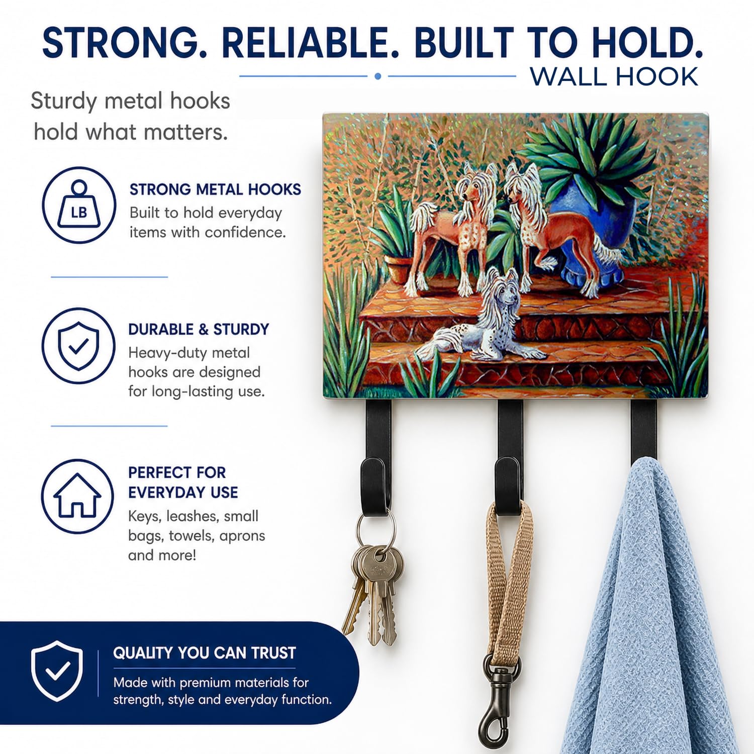 Caroline's Treasures 7505TH68 Chinese Crested Leash or Key Holder, Wall Hooks, Key Hooks Holder