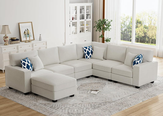L Lengend Vansen Modular Sectional Sofa U Shaped Couch with Ottoman Modern Reversible Corner
