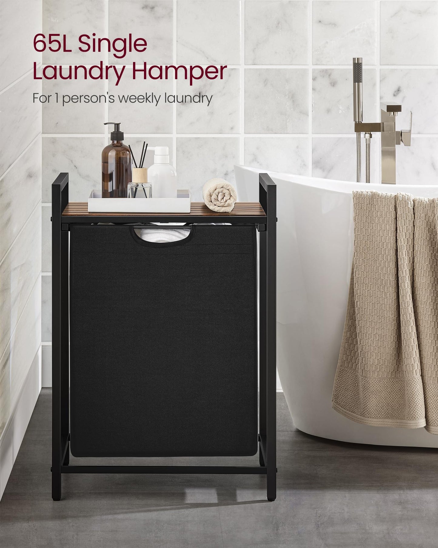 VASAGLE Laundry Hamper, Laundry Basket, Laundry Sorter with A Pull-Out and Removable Bag, Shelf